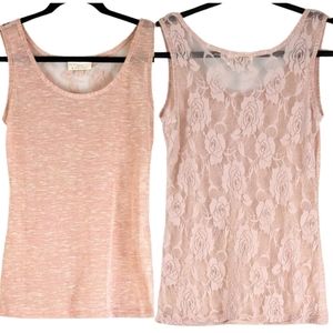 Pink Tank Top with Lace Back & Light Sparkle in Front - size Small